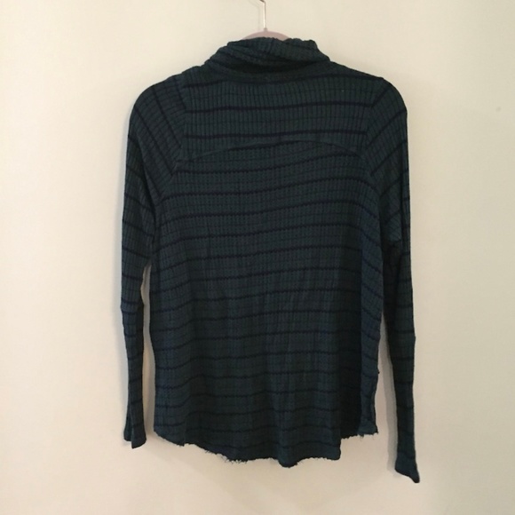 FREE PEOPLE Striped Drippy Thermal Cowl Neck tee - Picture 6 of 7